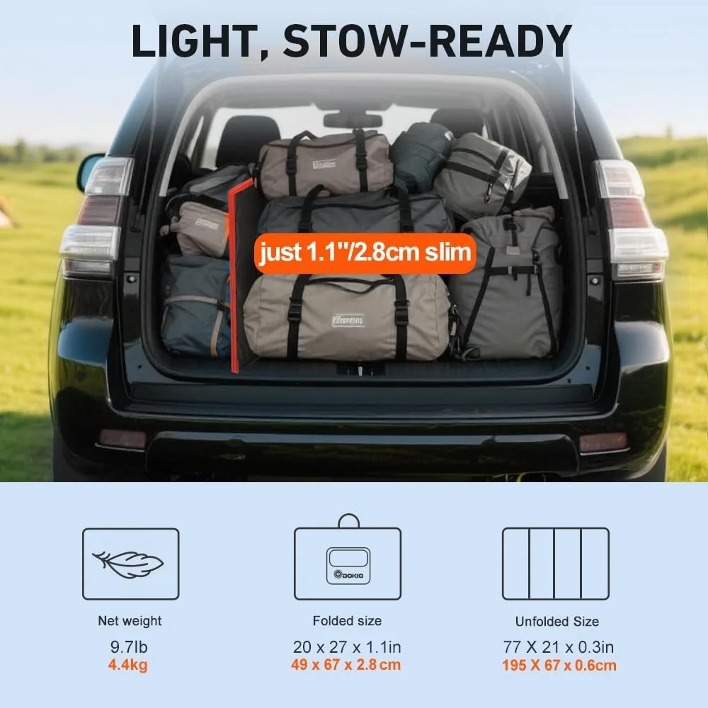 طقم لوحة شمسية محمولة قابلة للطي بقدرة 200 وات (20 × 27 بوصة، 9.7 رطل)، مع وحدة تحكم منفصلة ومنفذ USB مزدوج، شاحن أحادي البلورية #2