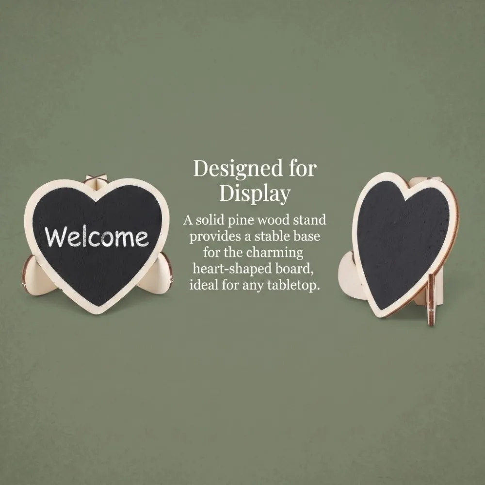 10 pcs MDF Pine Heart Shaped Black Message Board 2.9x2.8 in Heart Display Blackboard Black with Stand Small Wooden Blackboard
