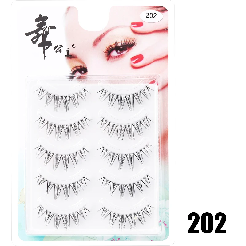 5 Paar Anime-Wimpern mit transparentem Stiel, unsichtbare Manga-Wimpern, natürliche falsche Wimpern für Make-up – Detail 8