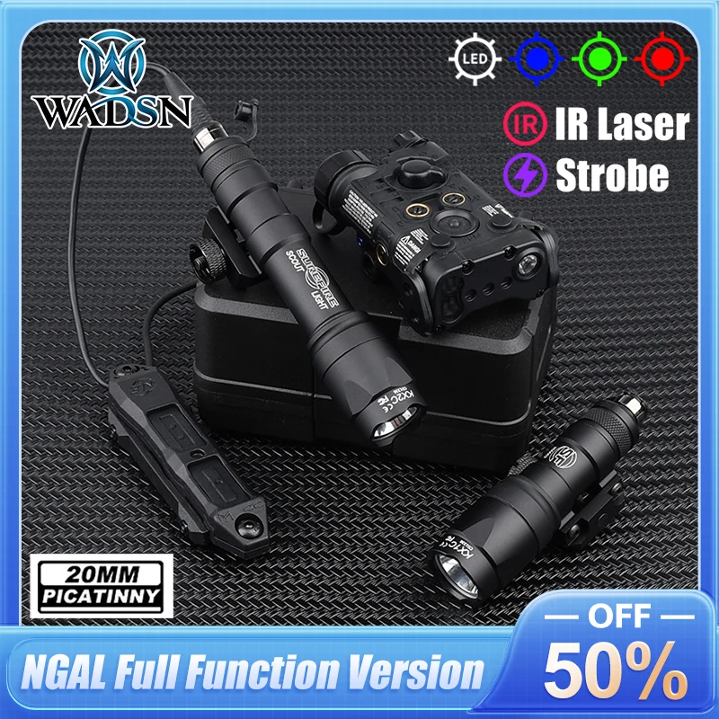 

WADSN Tactical NGAL IR Illumination LED Flashlight Red Green Blue Indicator Surefir M300A M600 Hunting Scout Light Fit 20MM Rail