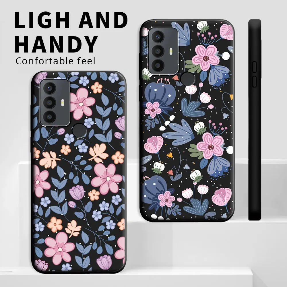 For TCL 30E / TCL 30 Plus Case Cartoon Cute Cat Flower Shockproof Silicone Soft TPU Phone Case For TCL 30 5G 30SE Back Cover