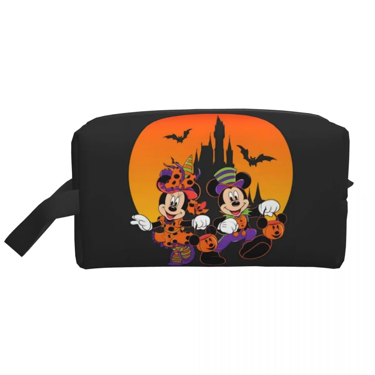 Custom Mickey Mouse Minnie Anime Cosmetic Bag Women Cute Big Capacity Halloween Pumpkin Makeup Case Beauty Storage Toiletry Bags