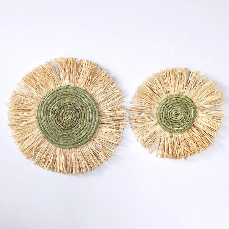 2pcs Straw Wall Decorations Wall Decorations Thatch Woven Wall Decorations Moroccan Style Decorations Bedside Hangings