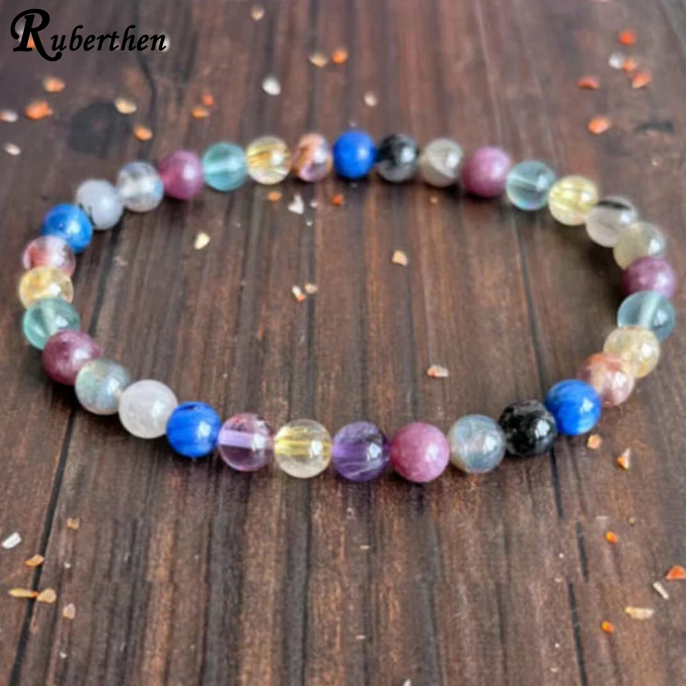 Ruberthen New Design Womens 4 MM Gemstone Mix Wrist Mala Healing for All Chakras Bracelet Mind Body Spiritual Attunement