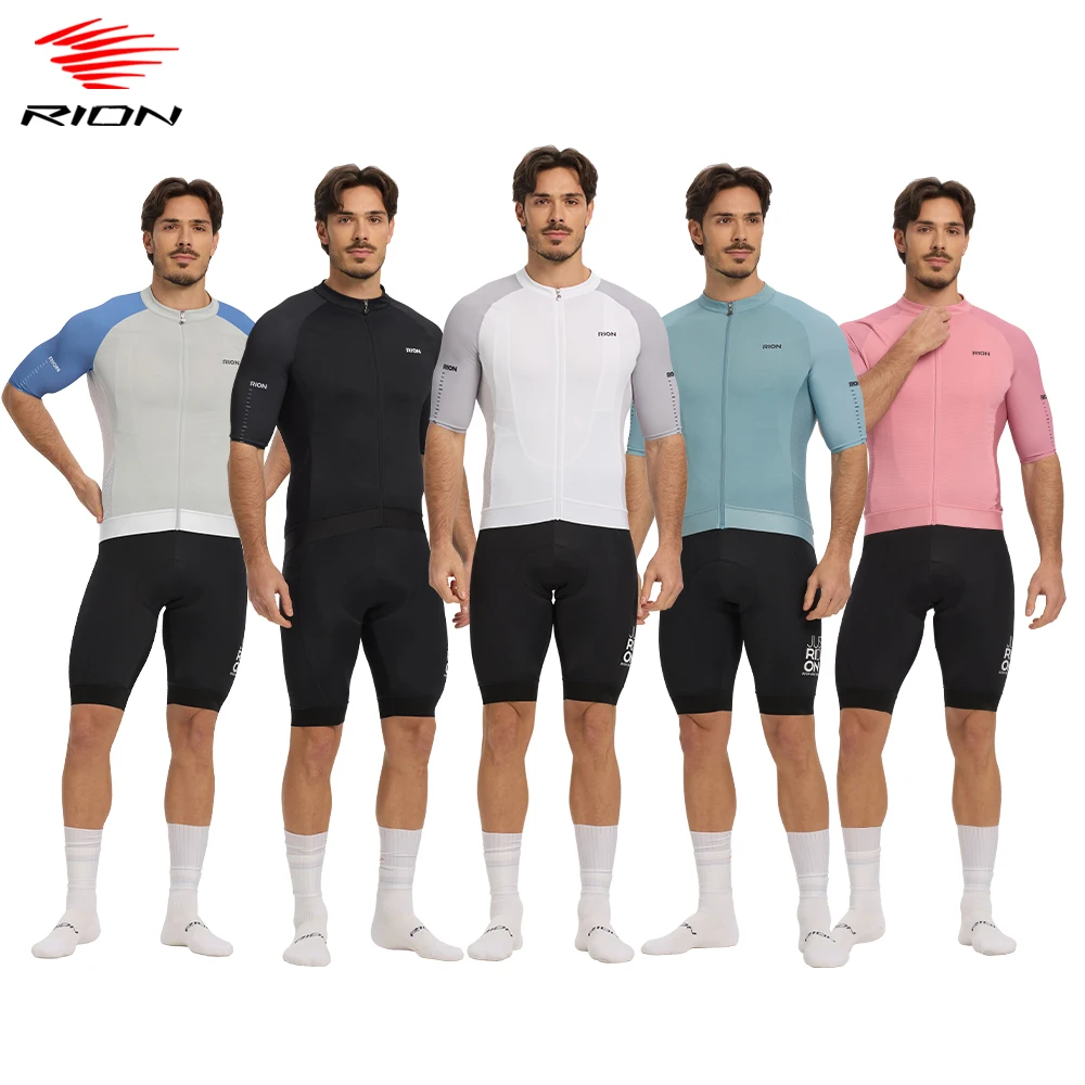 

RION Men Cycling Jerseys Shorts Sleeves MTB Jersey Bike Shirts UPF 50+ Sun Protection Pro Team Uniform Mountain Bicycle Clothing