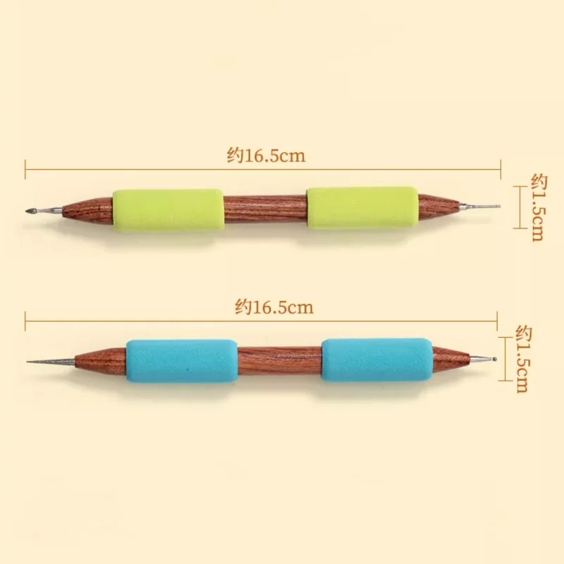 Pottery Double-headed Carving Needle Wooden Handle Clay Sculpture Carving Needle DIY Ceramic Texture Flower-shaped Ceramic Tool image 4