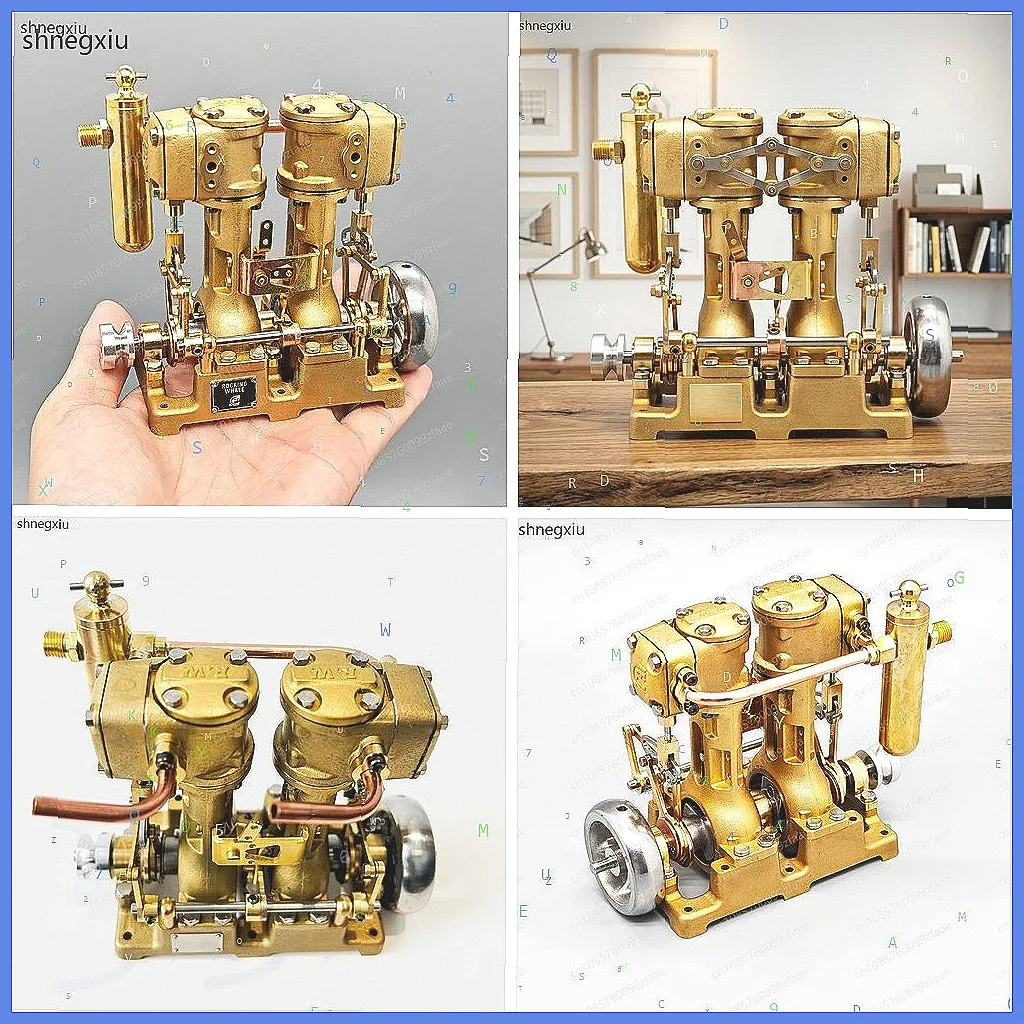 Mini Doppelzylinder für Dampfmaschinen-Modellbausatz, Stirling-Luftpumpe für Lehrreiche DIY-Schiffsprojekte
