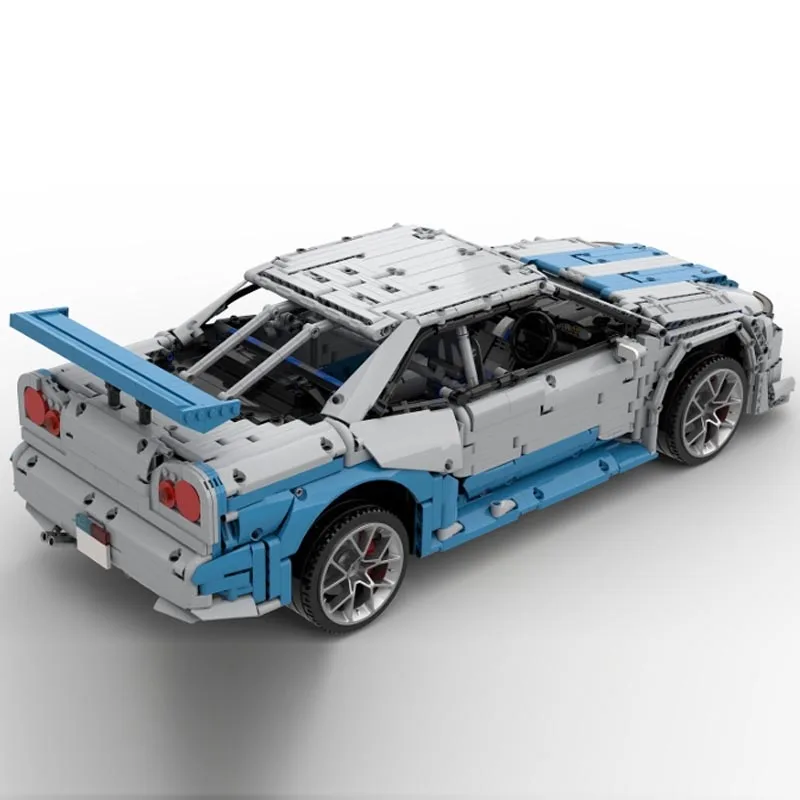 New Moc 1:8 Scale Skyline GT-R R34 Supercar Racing Car Vehicle Sport Model Buiding Block Bricks Toys for Kids Birthday Gifts Boy