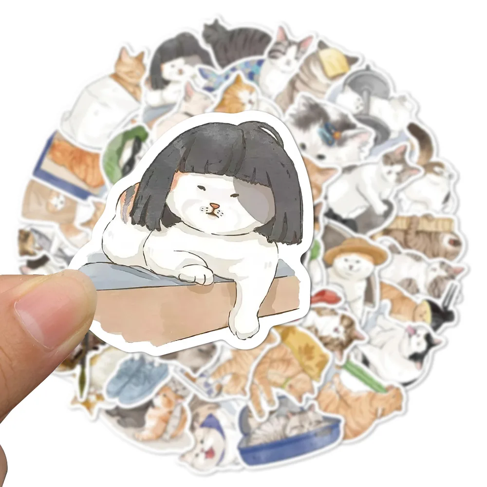 50 قطعة ملصقات القط لطيف الكرتون الحيوانات اللوحي الهاتف المحمول الأمتعة سيارة الغيتار DIY بها بنفسك الجدار ملصق اللعب الديكور