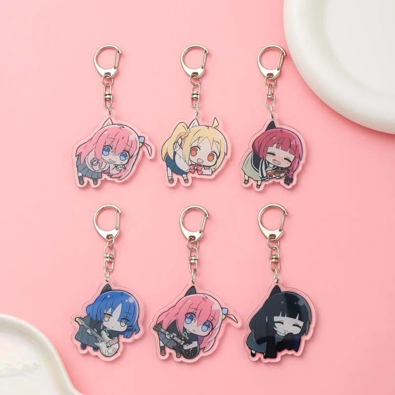 Anime BOCCHI THE ROCK! Acrylic keychain accessaries Cartoon funny Bag Pendant cute creative charm Car Keyring Friends Fans Gifts