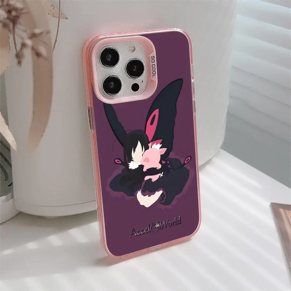 

Чехол для телефона Accel World Kuroyukihime для iPhone 17, 16, 14, 13, 12, 11 X XR XS 8 7 Pro Max Plus, полупрозрачный розовый чехол, красивый чехол