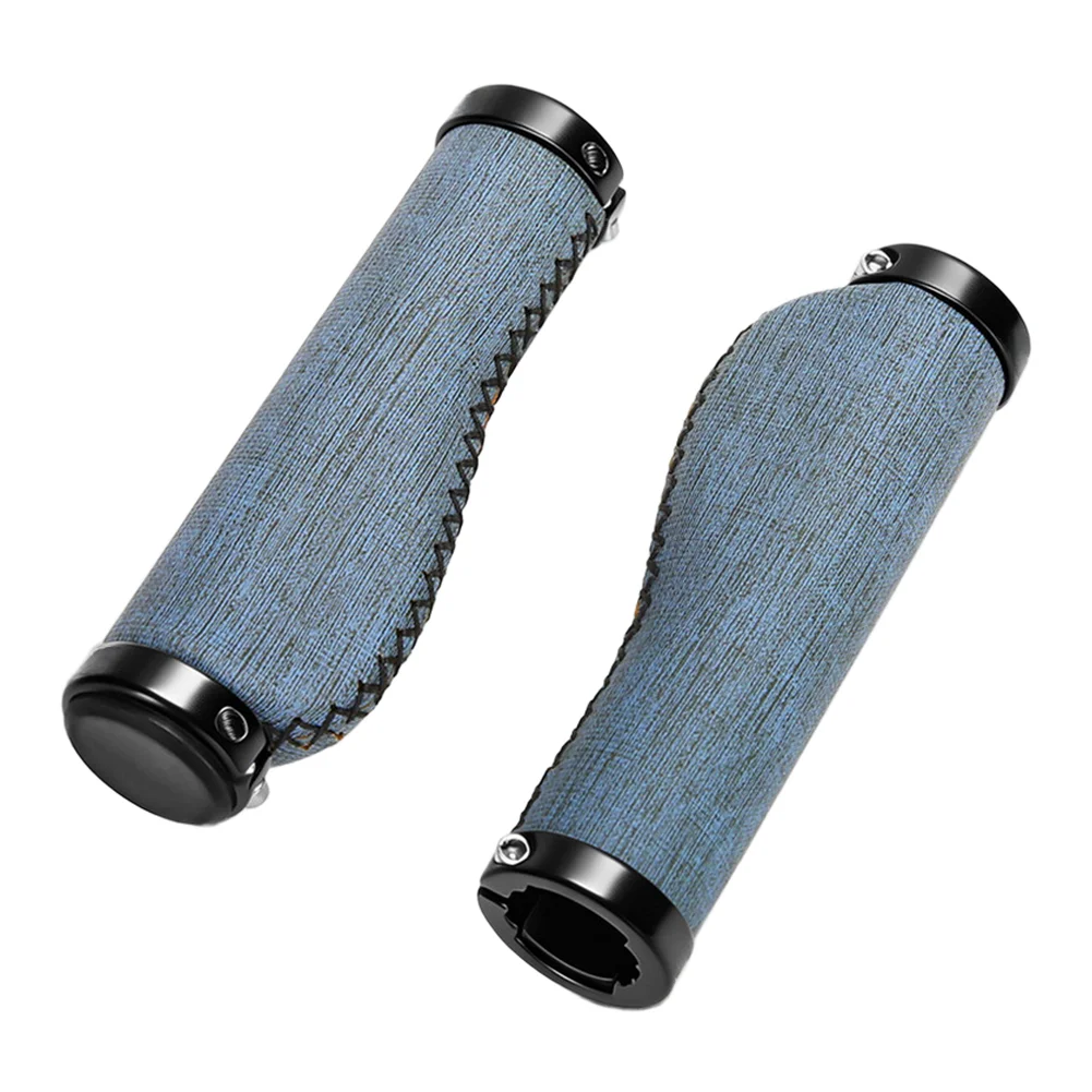 PU Leather Ergonomic Handlebar Grips Designed for Mountain Bikes with Non-Slip Texture and Aluminum Lock Rings for 22.2mm Bars