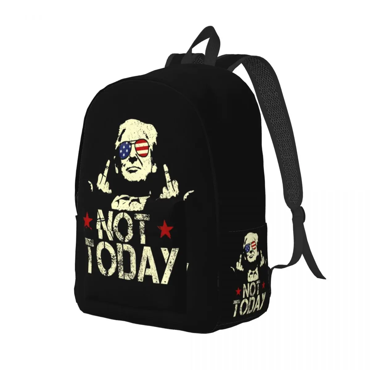 Shooting Trump Not Today Backpack for Men Women Teenage High School Work Daypack President College Canvas Bags Gift