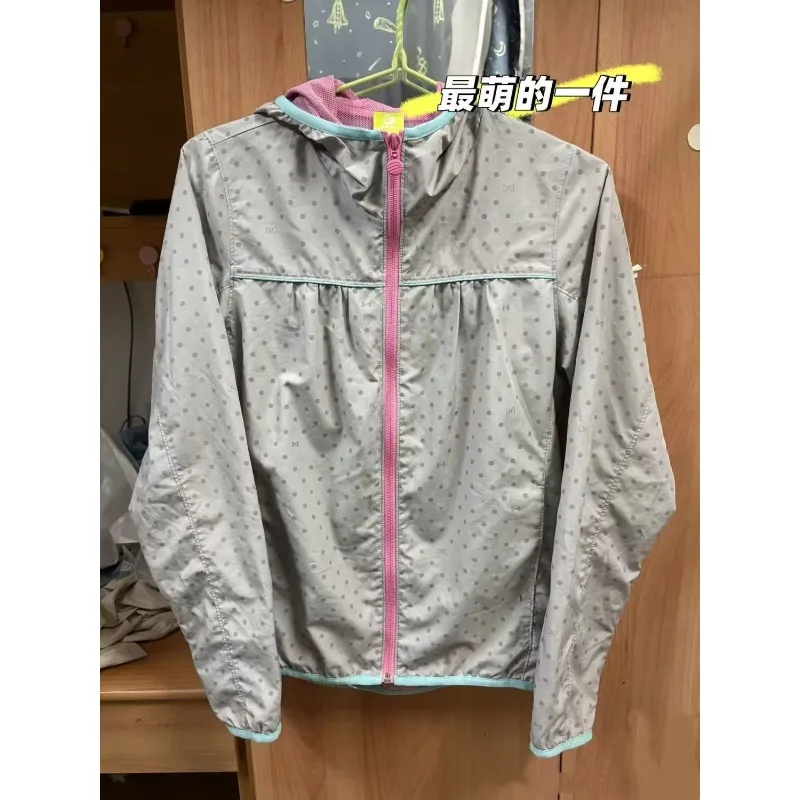 

Harajuku Vintage Polka Dot Print Hoodie American Street Hottie Design Zipper Coats Blue Loose Casual All Match Sweatshirt