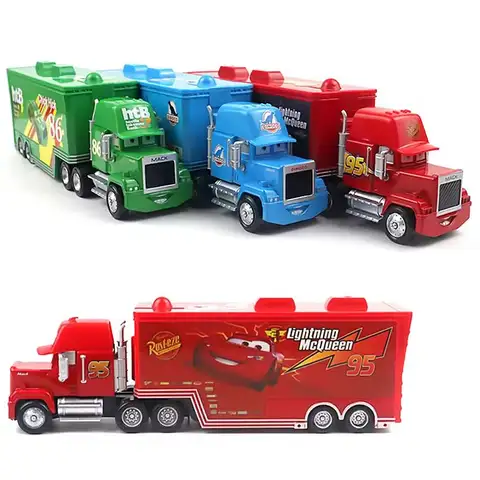 Cars Toy Truck Lightning McQueen Uncle Mike Alloy Diecast Model Container Hauler Trucks Children's Christmas Toys