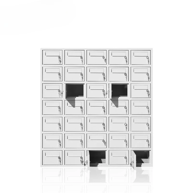 Custom 35-door steel commercial apartment mailbox Waterproof safety lock Durable design Freestanding installation