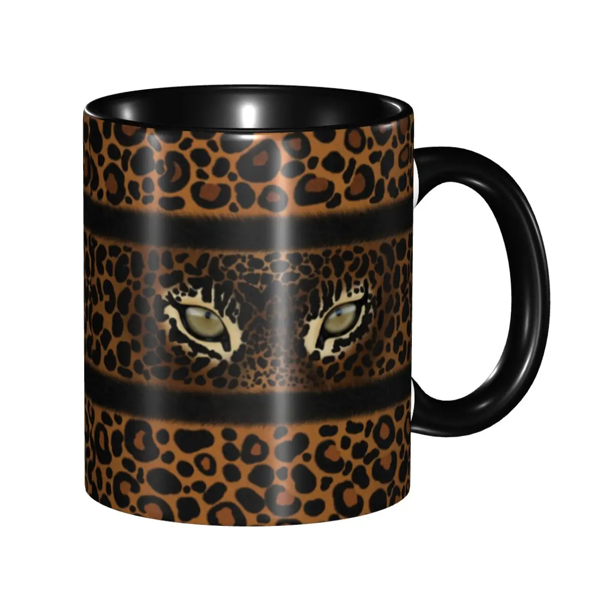 

Brown Animal Leopard Print Coffee Mug DIY Personalized Leopard Eyes Ceramic Tea Milk Mug Cup
