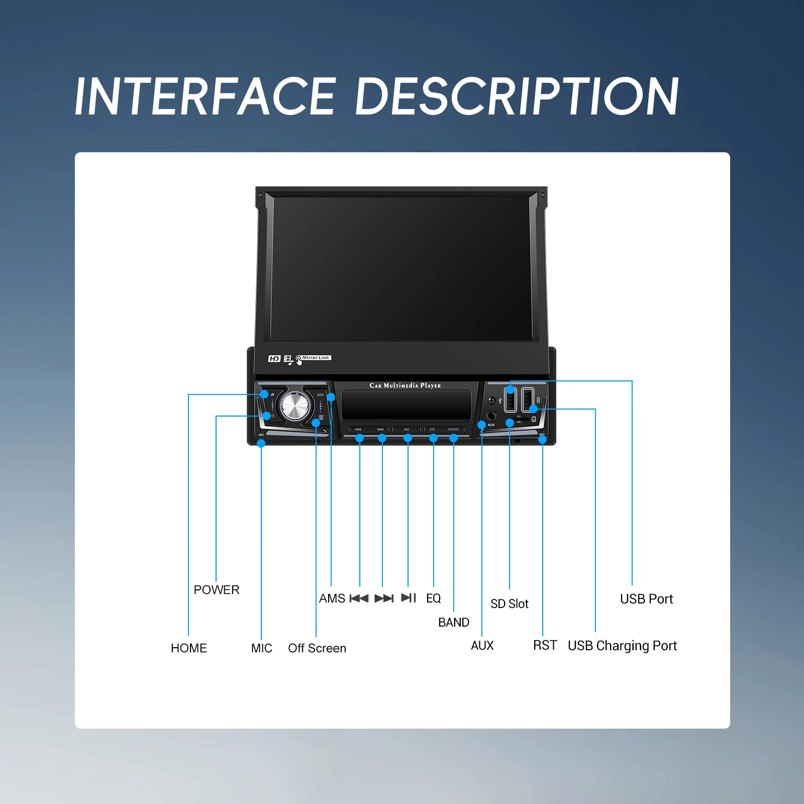Podofo 2+64G Intelligentes Autosystem 1 Din Kabelloses Carplay Android Auto 7'' Auto-Multimediaplayer mit WLAN GPS Rückfahrkamera-Unterstützung – Detail 23