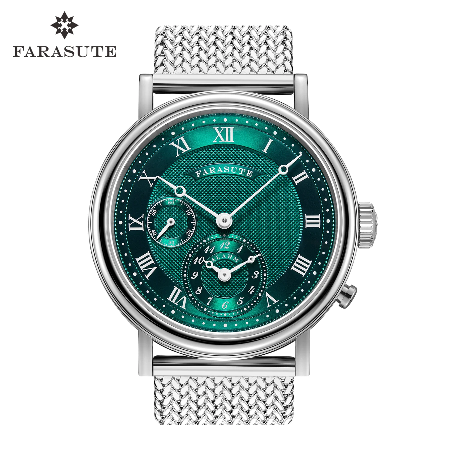 

FARASUTE Japan YM24A Quartz Watch Men Waterproof Alarm Clock Wristwatch Luxury Sapphire Stainless Steel Bracelet reloj hombre