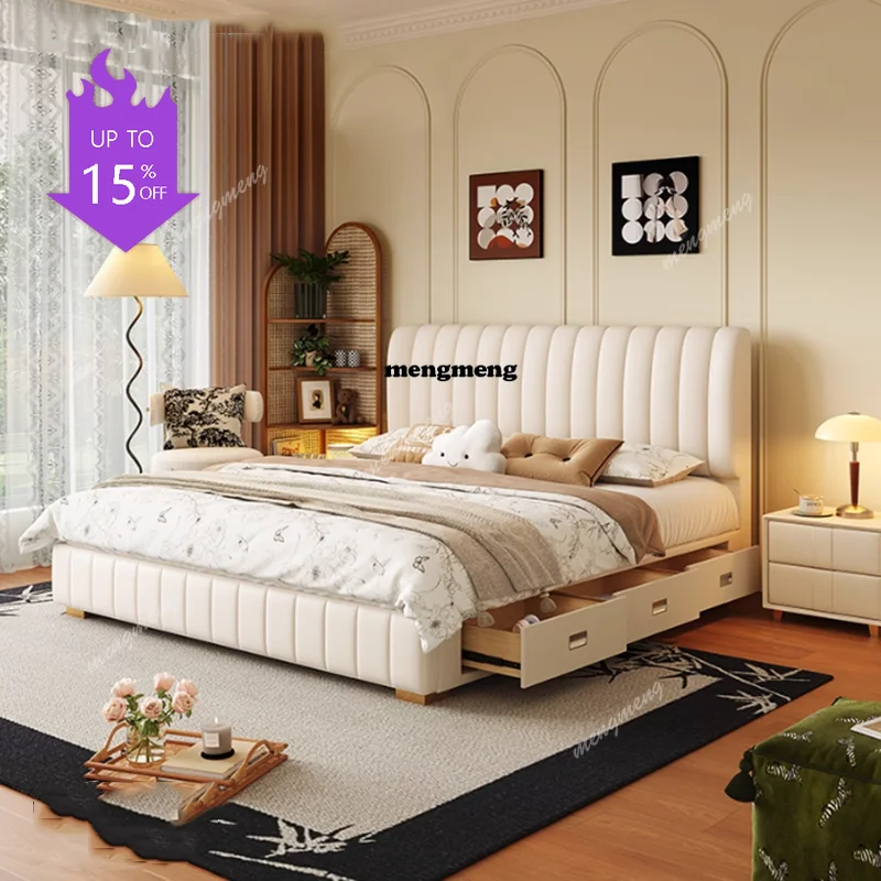 

Кожаная электронная кровать размера «queen-size» с деревянным каркасом, двуспальная, умная, складная, с местом для хранения, каркас и основание кровати, мебель для спальни