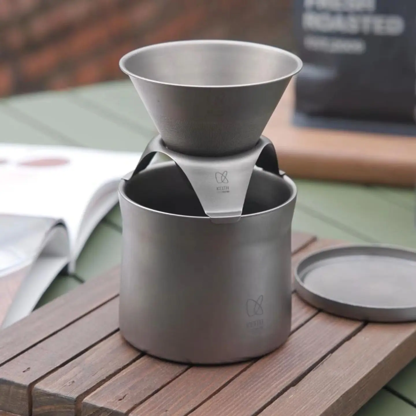 KEITH Titanium Hand Drip Coffee Set 220ml Double Wall  Mug Reusable Titanium Filter Ultralight Camping Brew Kit No Paper  Filter