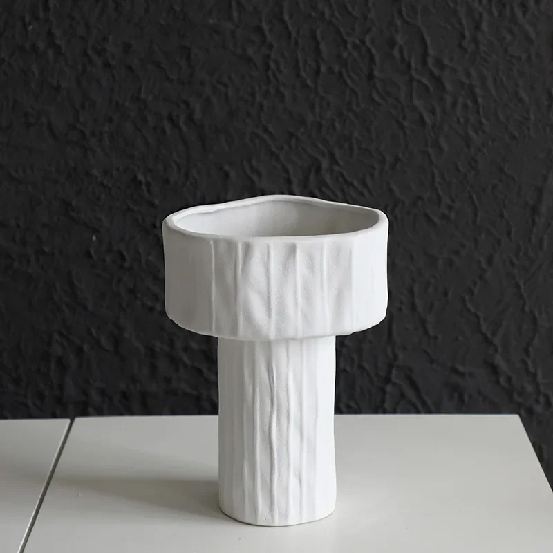 White Ceramic Vase Hydroponic Ikebana Planter Vertical Flower Vase Minimalist Table Centerpiece