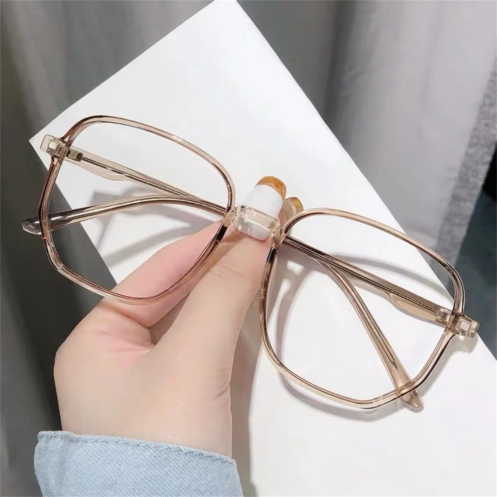 Polygonal Glasses Frame Large Frame Square Anti Blue Light Glasses Eyewear Computer Glasses Flat Lens Optical Spectacle Eyeglass