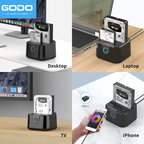 GODO HDD Docking Station SATA to USB 3.0 Adapter for 2.5 3.5 SSD Disk Case HDD Box Dock Hard Drive Enclosure Docking Station - Image 5