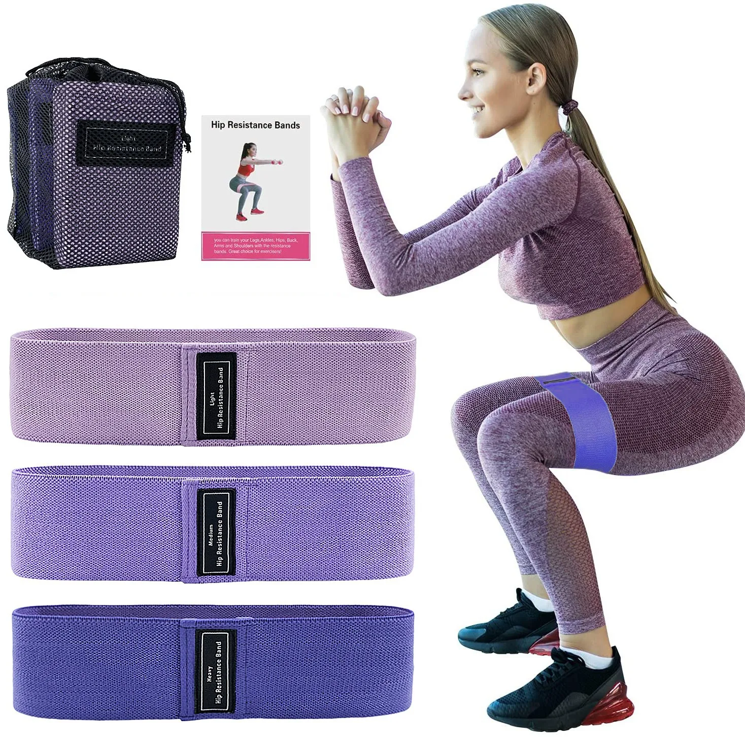 Yoga Belt Different Tension Squat Aid Hip Stretching  Portable Pilates Hip Circle Expander Resistance Exercise Training Belt