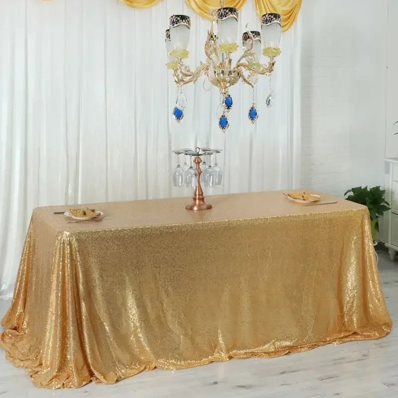 10Pcs/lot Sequin Table Cloth Cover Rose Gold Silver Black Blue Rectangle Tablecloth For Wedding Decoration Party Banquet Home