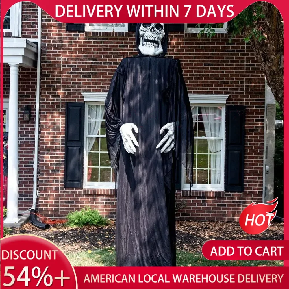 

=Halloween Horror Horror Decoration 12 ft.Giant Talking Halloween Reaper,Suitable for decorating haunted house during festival