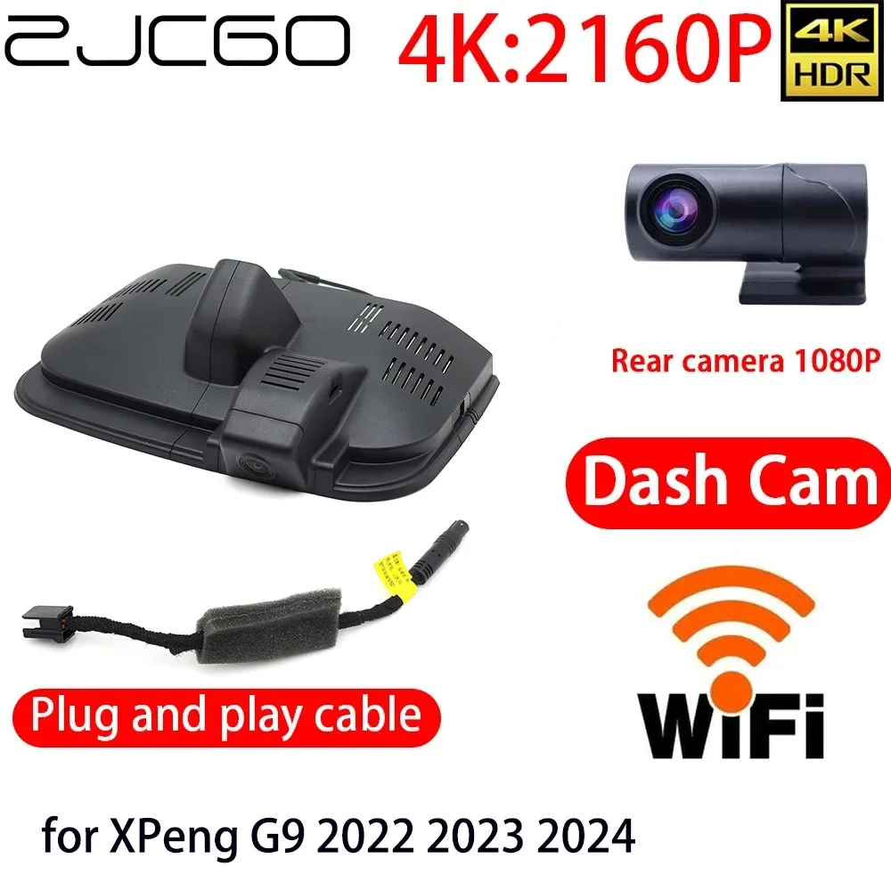 

ZJCGO 4K Car DVR Dash Cam Wifi Front Rear Camera 24h Monitor for XPeng G9 2022 2023 2024