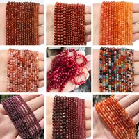 Orange Red Small Stone Beads 2 3 4mm Faceted Garnet Coffee Agate Red Tourmaline Loose Spacer Bead Diy Bracelets Jewelry Making