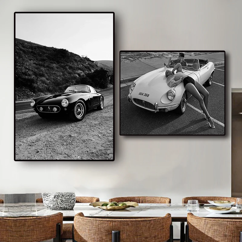 Black and White Store Poster Wall Art Canvas Print Luxury Fashion Super Car Picture for Living Room Home Nordic Decor Posters