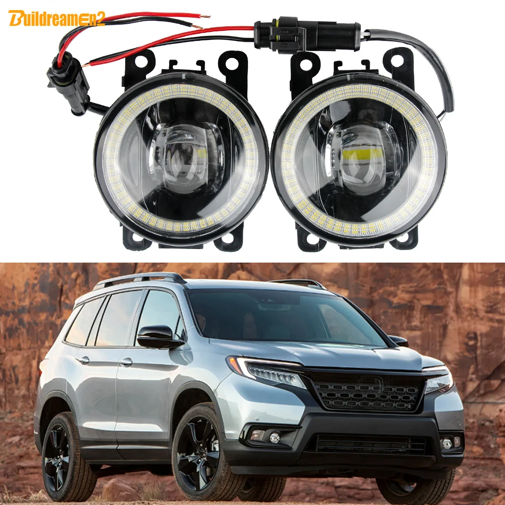 2X30W H11 Auto Canbus LED Objektiv Nebel Licht Montage Angel Eye Tageslicht DRL 6000LM 12V für Honda Passport 2019 2020 2021