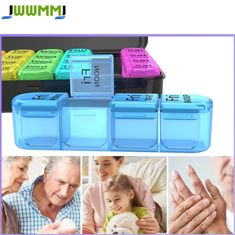 1Pcs Pill Organizer 4 Times a Day,Daily Pill Box Organizer,Large Weekly Medicine Organizer,Pill Cases Organizers 7 Day