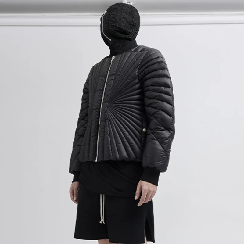 HKSH Autumn Winter New Men's Tide Dark Ray Quilted Zipper Short Down Streetwear Chic Jacket Women Versatile Cotton Padded HK2421