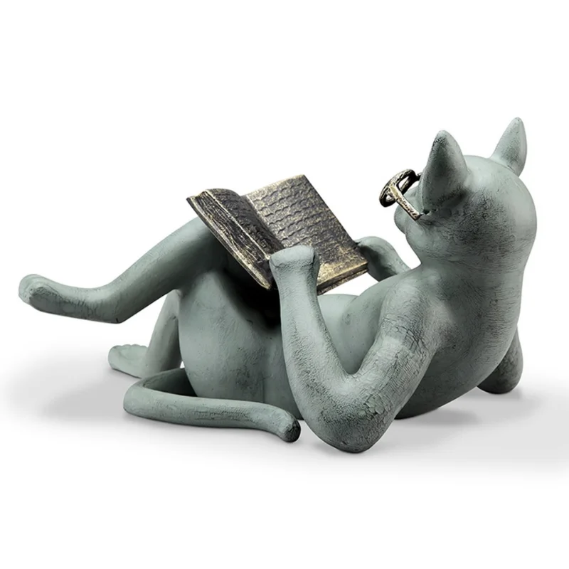 Read Literature Cat Crafts Decoration Creative Read Cat Home Table Top Decoration Statue Office Home Decor Gift Car Accessories