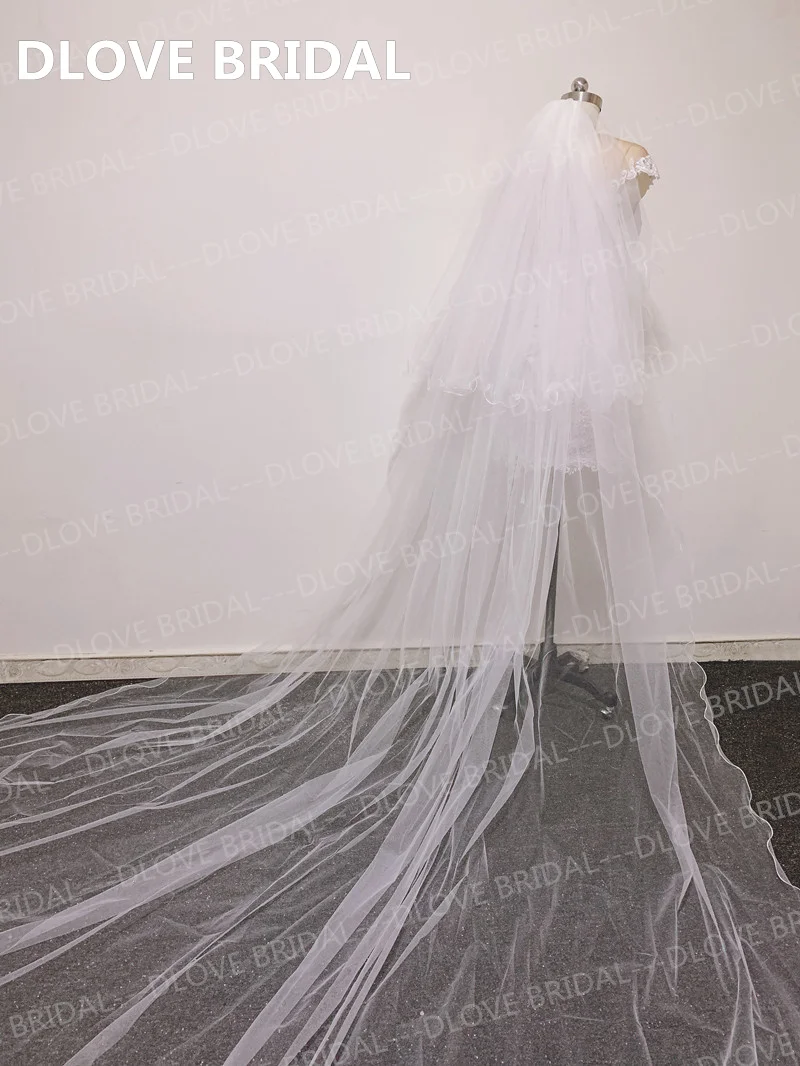 Elegant Cathedral Wedding Veils Two Layer 3 Methers Bridal Veil with Comb Wedding Accessories