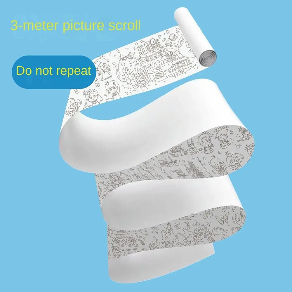 Art Drawing Sticker Little Artist DIY Toys Watercolor Paper Children's Drawing Roll Color Filling Paper Blank Coloring Sticker