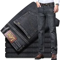 Lee Dex Jeans Men's Autumn/winter Thick Straight-leg Loose-fit Casual Business Pants Slimming Smooths Your Silhouette Trousers