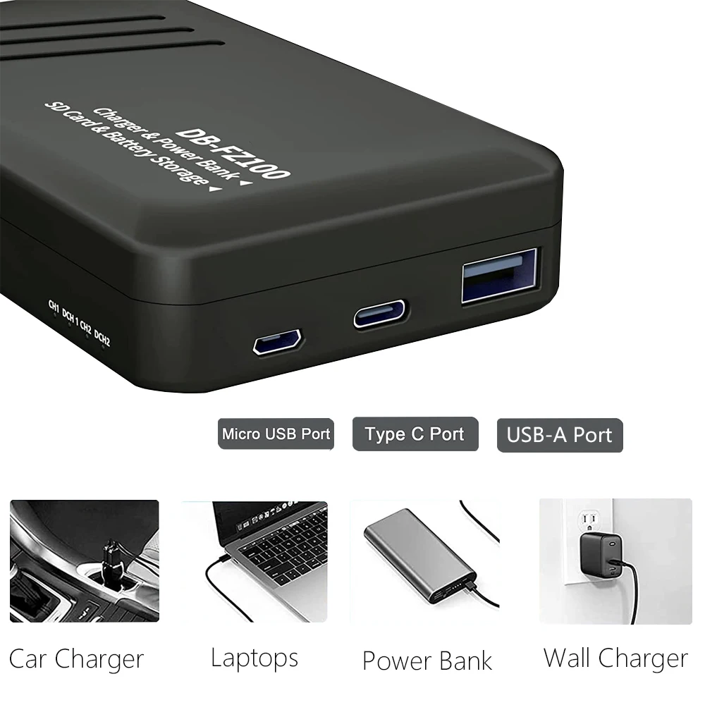 2600mAh NP-FZ100 NPFZ100 NP FZ100 Battery with Charger Case for Sony A7R IV, BC-QZ1, Sony a9, a7R III, a7 III,A6600