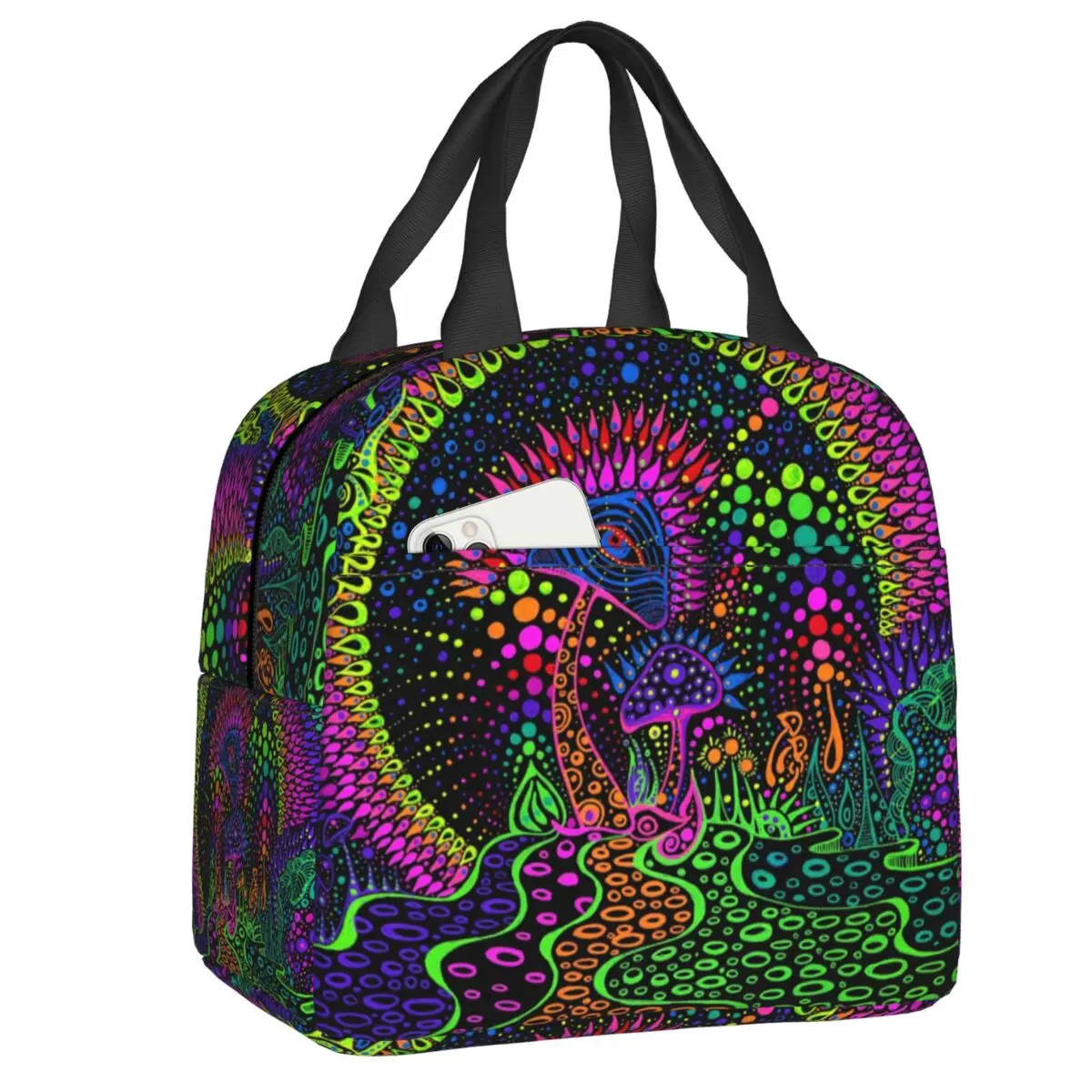 Custom Psychedelic Magic Mushrooms Print Lava Insulated Lunch Bag for Women Waterproof Thermal Cooler Lunch Box Work School