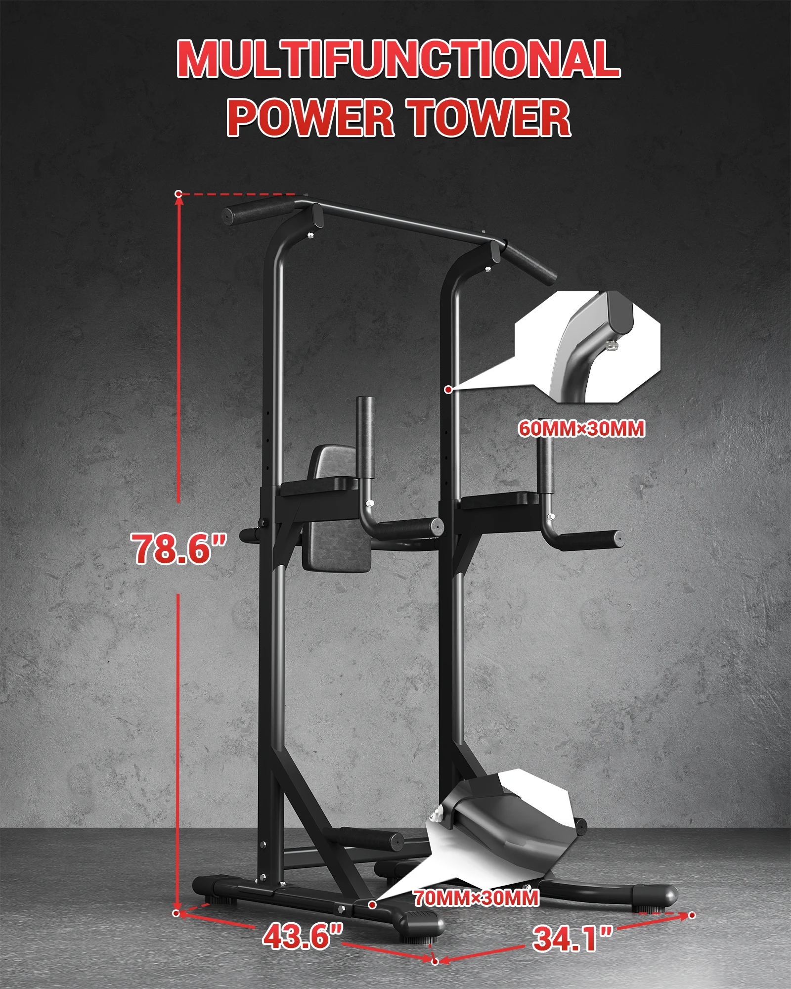 頑丈な構造のパワータワー・プルアップバー&ディップステーショ - Pull Up Bar のレビューと価格