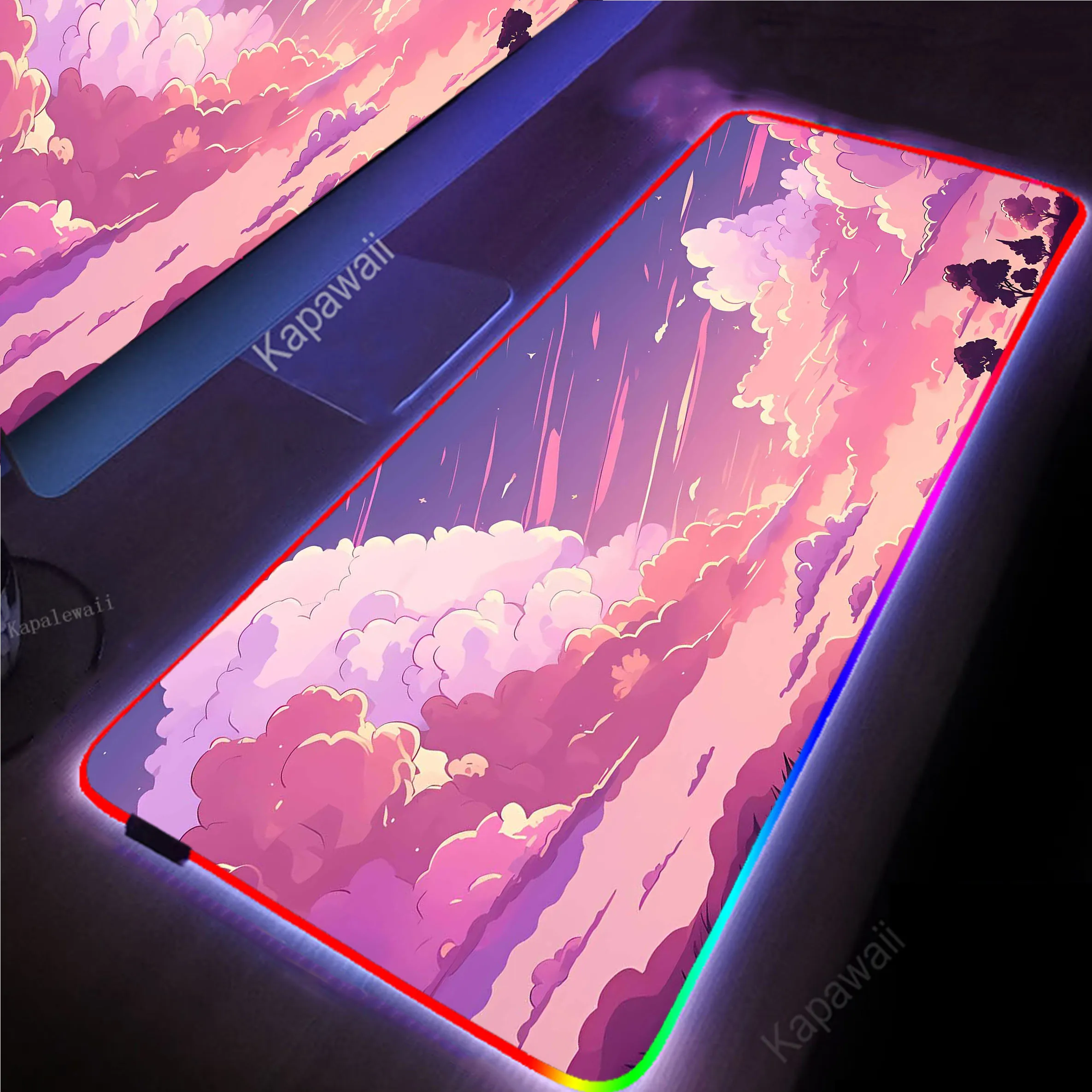 

Pink Cloud Kawaii RGB Backlight Gaming Mousepad Gamer Mousemat Mouse Mat Desk Pad XXL Mouse Pad Keyboard Mat Pc Tapis de Souris