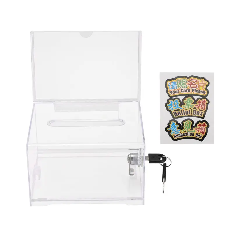 Ingenious-1 Pack Donation Box Donation Box With Lock Clear Ballot Box With Sign Holder, Suggestion Box For Fundraising