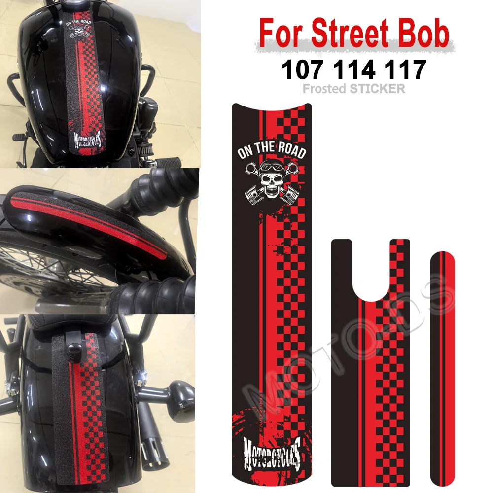 Motorcycle For Street Bob 107 114 117 Tank Pad TankPad Cap Grips Gas Fuel Knee Frosted Stickers Decals Protector