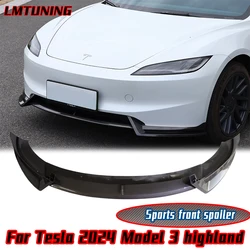 For Tesla 2024 Model 3 highland Deflector Front Bumper Lip Chin Guard Trim Styling Cover Modified Body Kit Diffuser Accessories