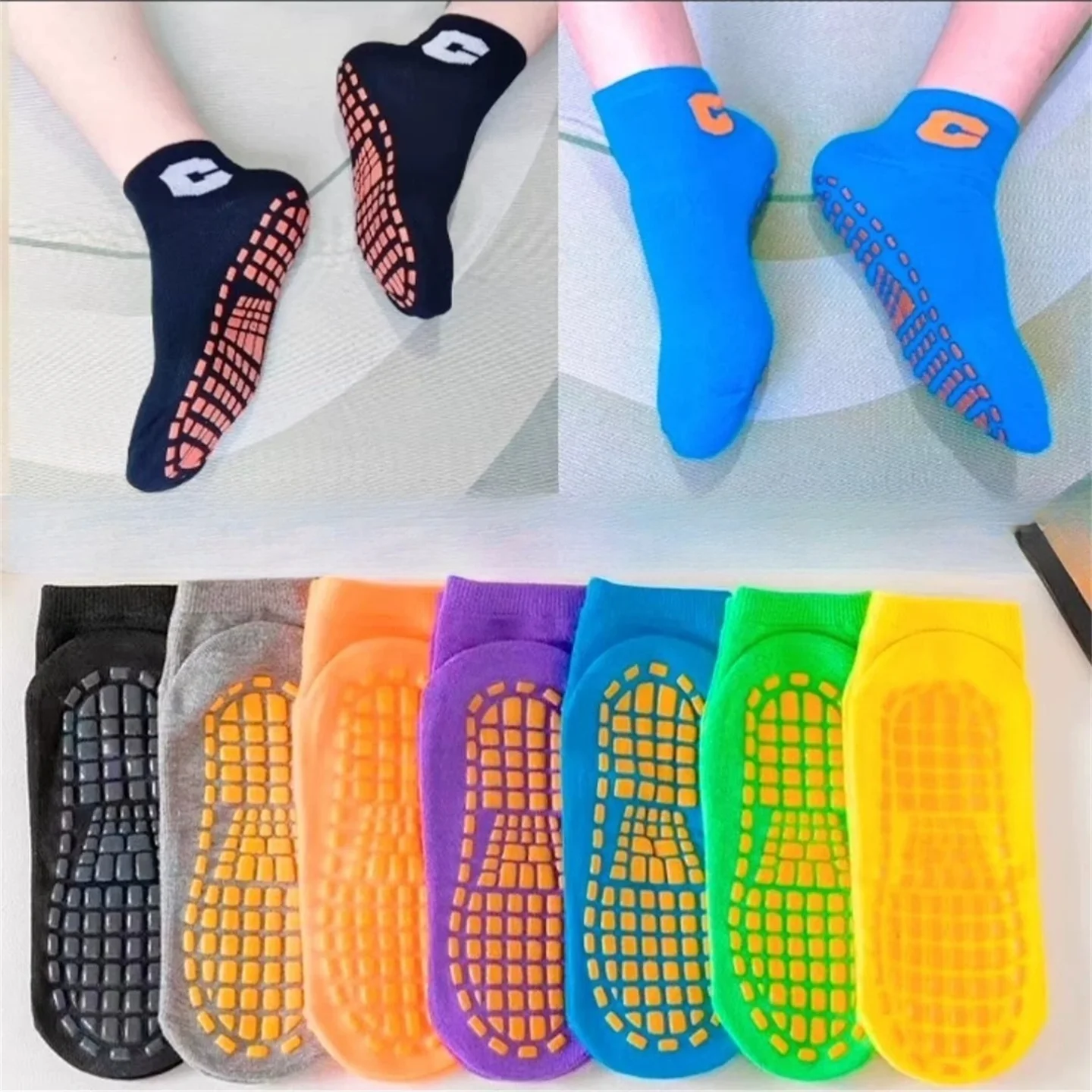 

10 пар/лот носки для батутов, детские нескользящие дышащие носки-тапочки для дошкольного образования, домашние носки для родителей и детей