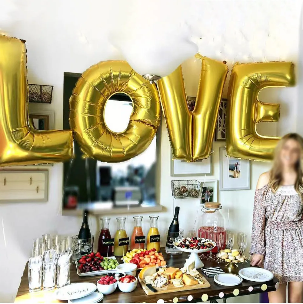 4Pcs 16/32inch Letter Love Foil Balloons Happy Valentine’s Day Wedding Room Party Decorations Birthday Anniversary Helium Balls